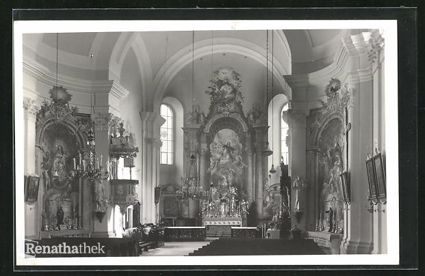 AK-Dacice-Vnitrek-farniho-kostela-Winterhalterovy-fresky