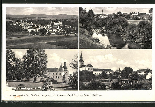AK-Dobersberg-Thaya-Schloss-Teilansicht-mit-Kirche-und-Ortspanorama