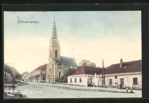 AK-Schwarzenau-Strassenpartie-mit-Kirche