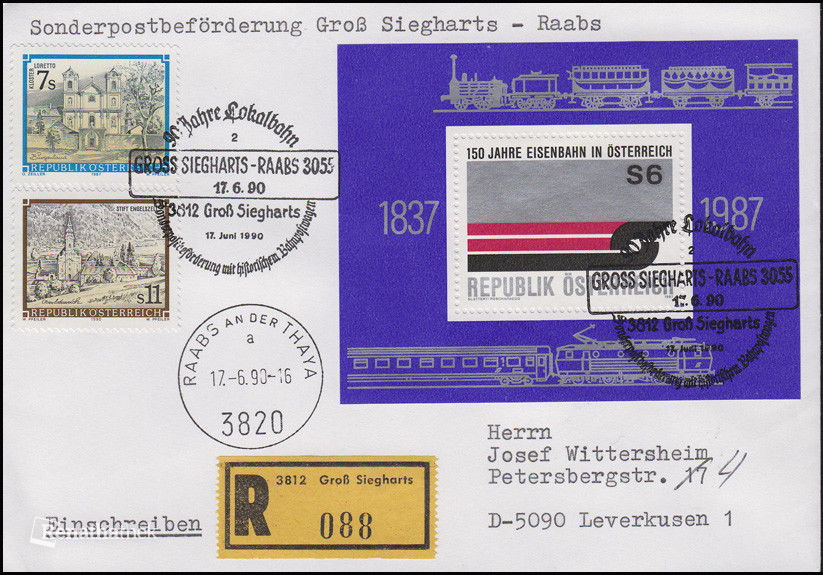 Bahnpost Gross Siegharts Raabs 1990
